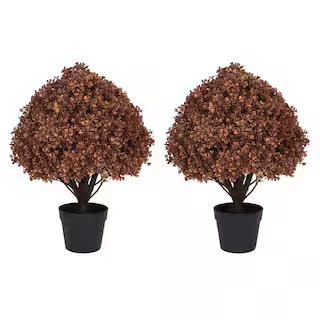 2 ft. Artificial Fake Autumn Fall Decor Boxwood Fall Topiary Ball Tree (2-Pack) | The Home Depot