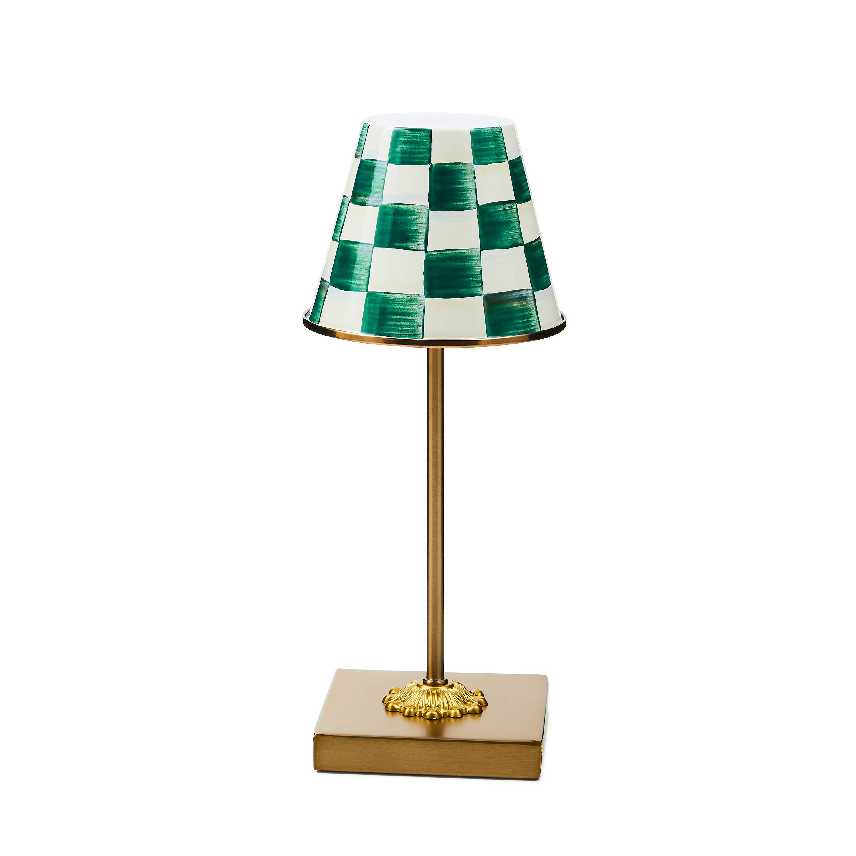 MacKenzie-Childs Emerald Check LED Rechargeable Cafe Table Lamp | MacKenzie-Childs