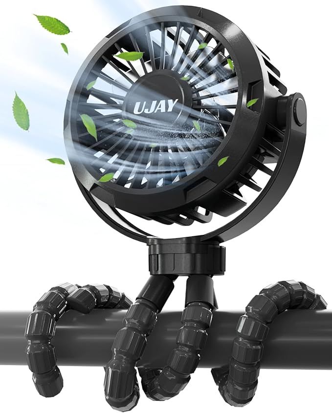 UJAY Stroller Fan,3 Speeds Portable Battery Operated Mini Clip On Fan, 360° Rotate Flexible Trip... | Amazon (US)