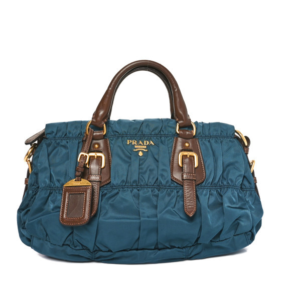 Tessuto Nylon Soft Calfskin Shopping Satchel Blue | FASHIONPHILE (US)