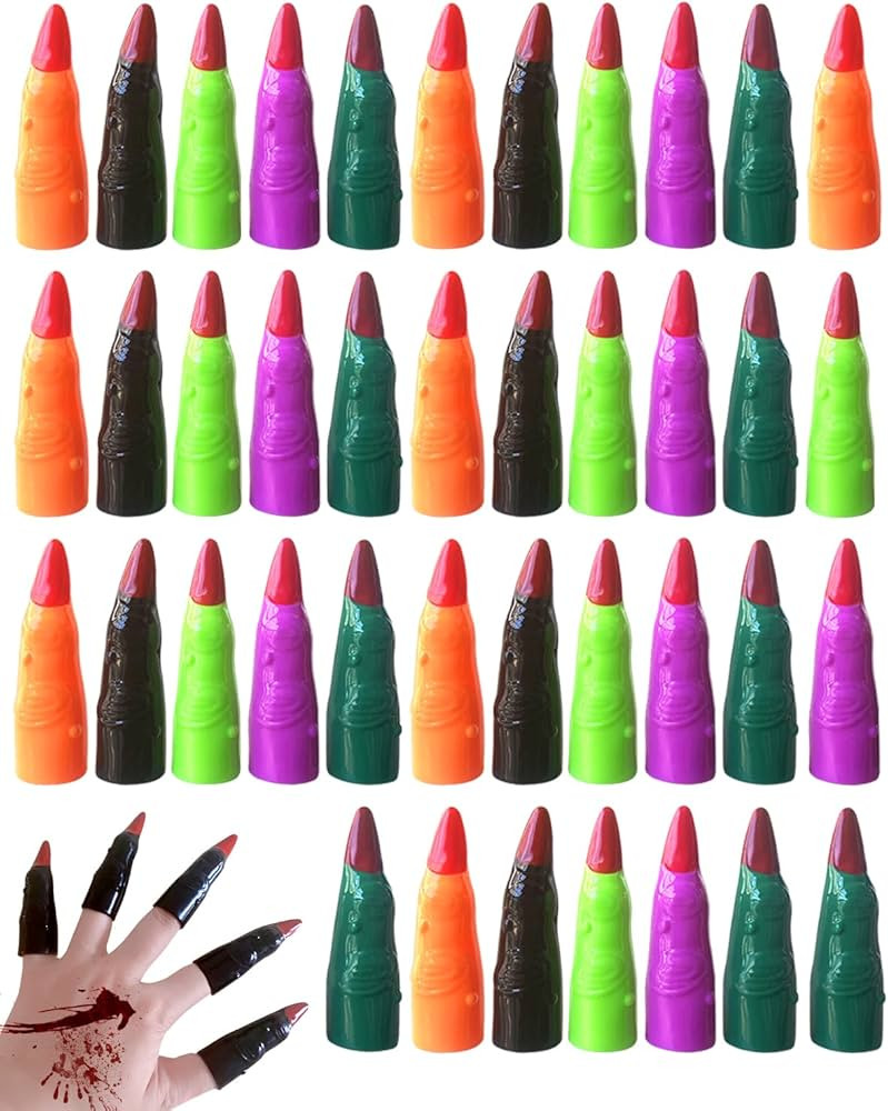 Halloween Witch Finger Prosthetics - 50 Pieces Colorful Plastic Fake Fingers, Suitable for Partie... | Amazon (US)