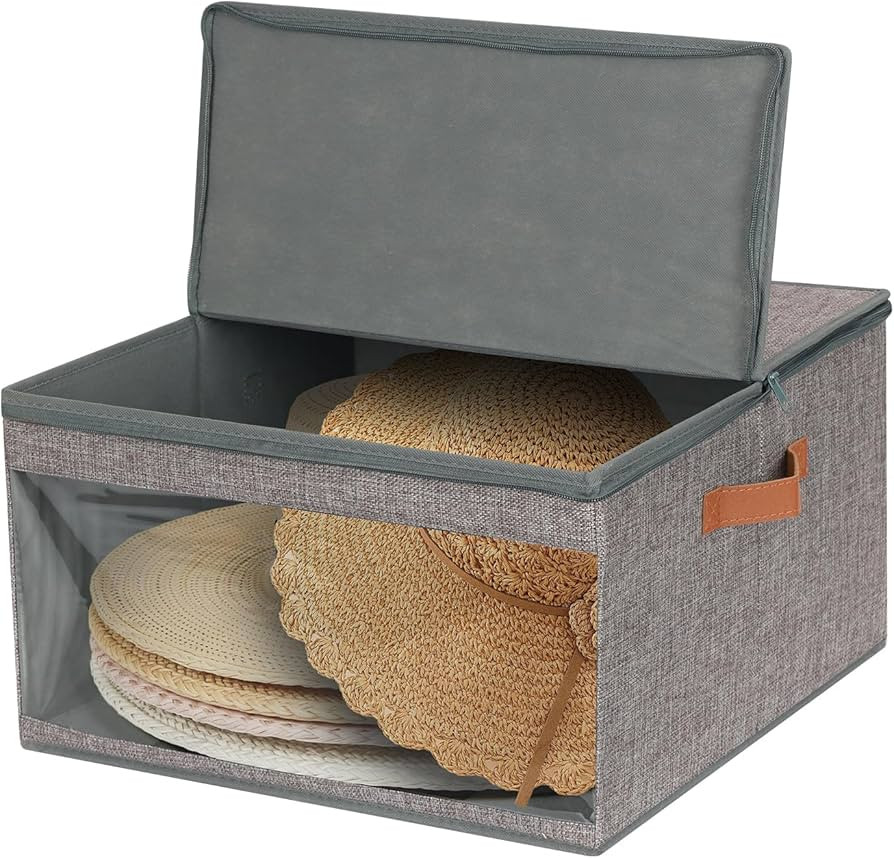 Large Hat Storage Box, Stackable Round Brim Hats Organizer Bag Container for Closet, Cowboy Hat O... | Amazon (US)