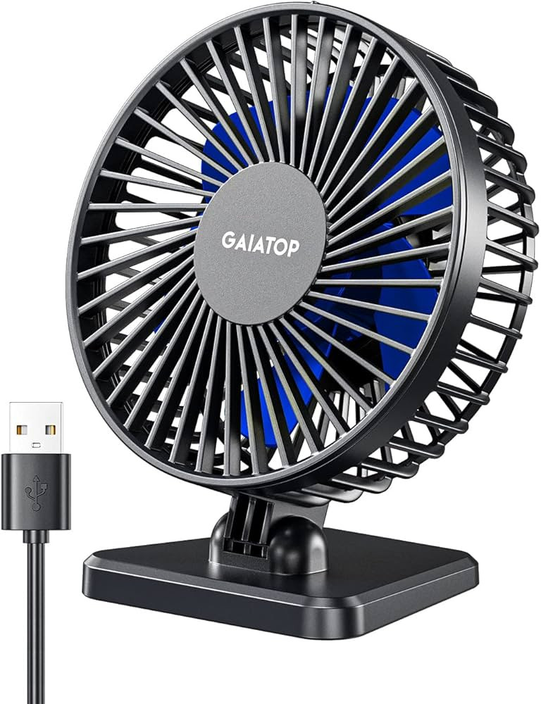 Gaiatop USB Desk Fan, Small But Powerful, Portable Quiet 3 Speeds Wind Desktop Personal Fan, Adju... | Amazon (US)