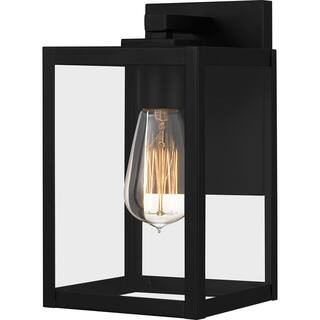 Quoizel Westover 1-Light Earth Black Hardwired Outdoor Wall Lantern Sconce WVR8305EK - The Home D... | The Home Depot