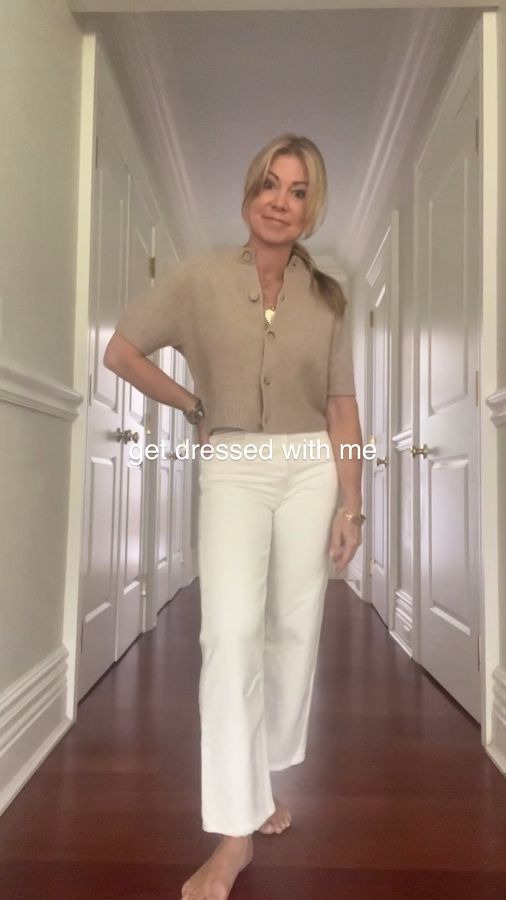 Short sleeved sweater + favorite off white jeans 

#LTKFindsUnder50 #LTKOver40 #LTKSeasonal