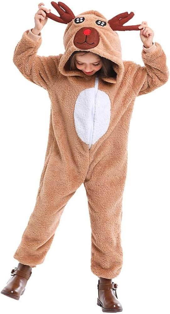 Soyoekbt Kids Reindeer Costume for Christmas Boy Girl Animal Onesies Pajamas for Xmas | Amazon (US)