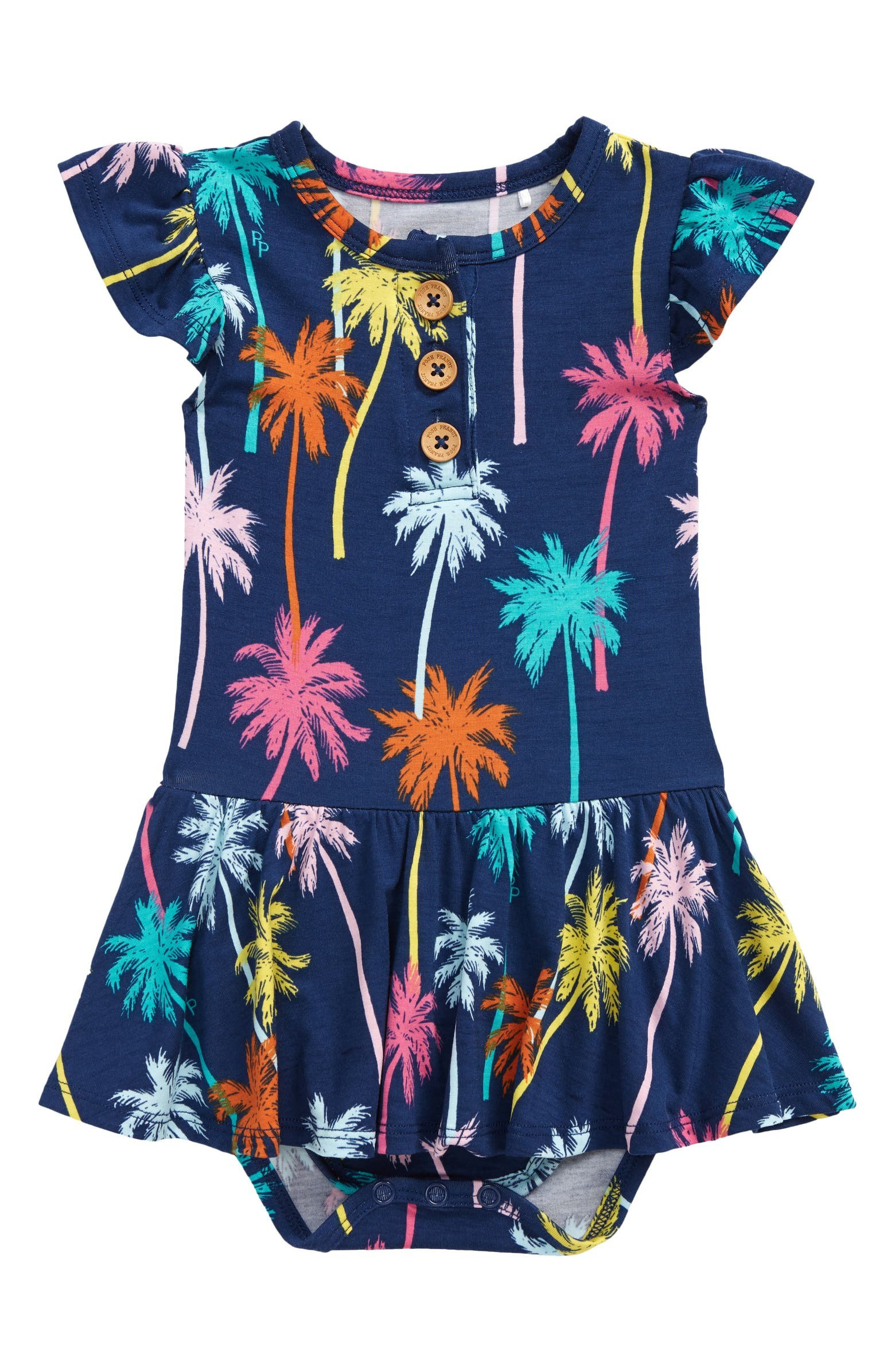 Palmer Palm Tree Ruffle Sleeve Skirted Bodysuit | Nordstrom | Nordstrom