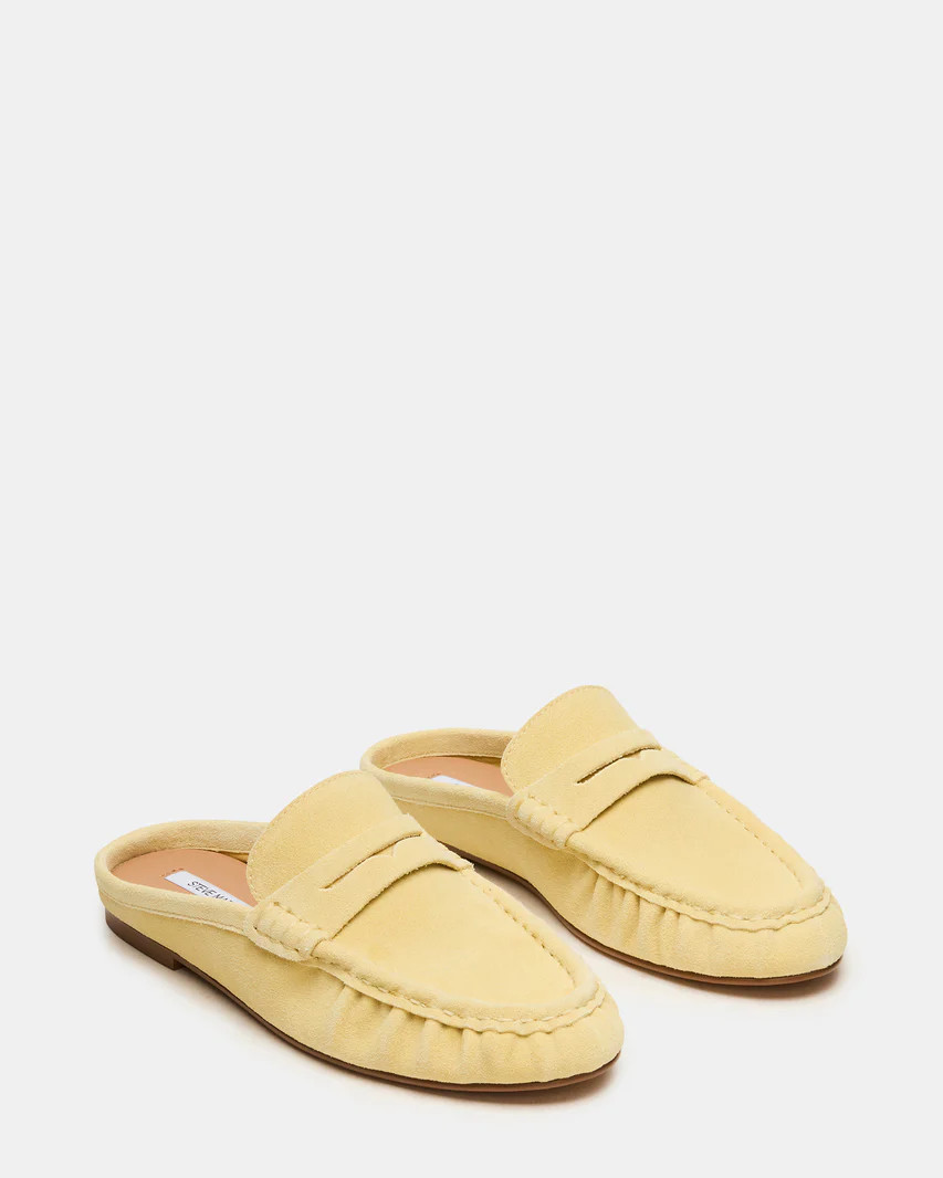 RAFE Butter Yellow Suede Slip-On Mule Women's Flat | Steve Madden (US)