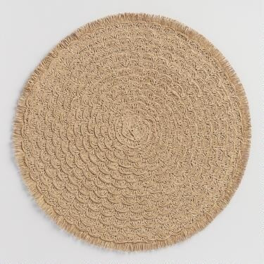 Round Natural Braided Placemats with Fringe Set of 4 | World Market