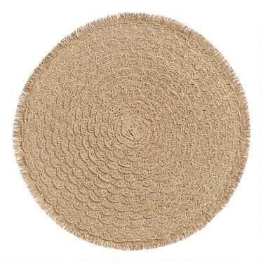Round Natural Braided Placemats with Fringe Set of 4 | World Market