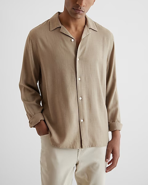 Stretch Linen-Blend Shirt | Express