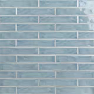 Newport Light Blue 2 in. x 10 in. x 11mm Polished Ceramic Subway Wall Tile (40 pieces / 5.38 sq. ... | The Home Depot