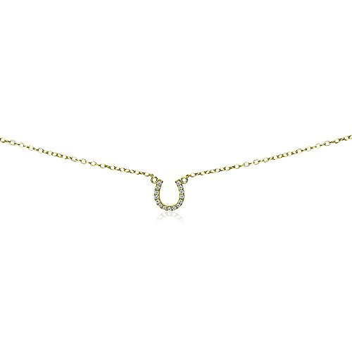 B. BRILLIANT Sterling Silver Necklace for Women Short Cubic Zirconia Horseshoe Necklaces for Stac... | Amazon (US)