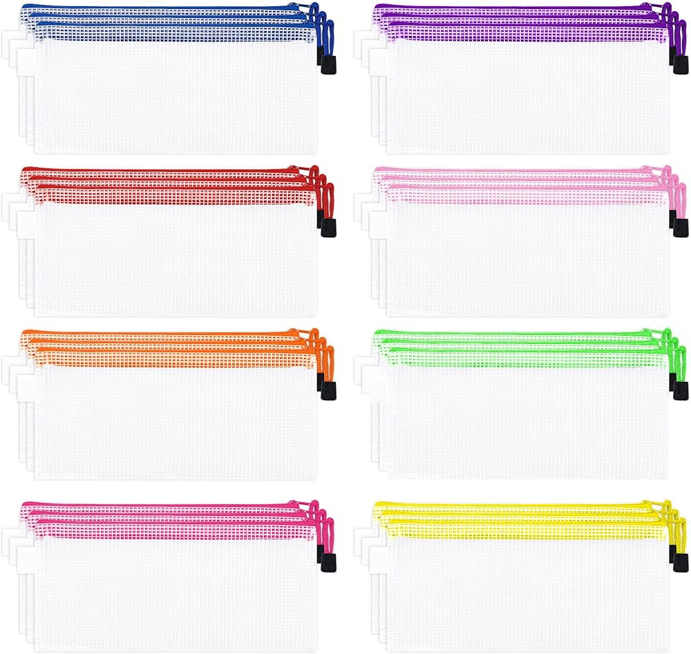 SMARTAKE 24-Pack Zipper Mesh Pouches, Waterproof File Bill Invoice Storage Bags, Multipurpose Pen... | Amazon (US)