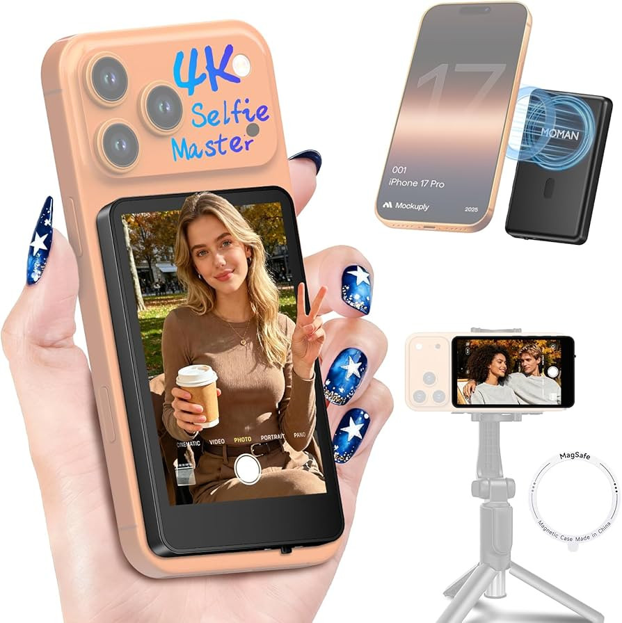 Moman Vlog Selfie Monitor Screen for iPhone, 4K 60fps & Encrypted Private Wireless, Magnetic Back... | Amazon (US)