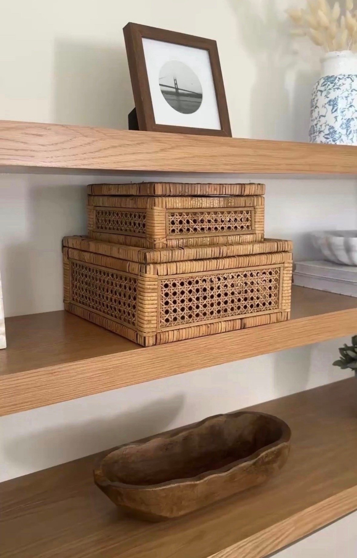 I love adding decorative boxes to my shelves! They look beautiful and they hide small knick knacks! Linked these ones from Amazon and some other options!

#LTKHome
