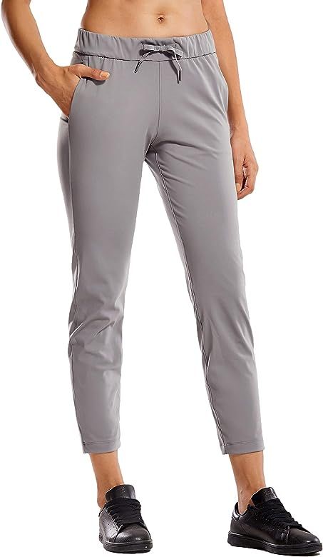 Women's Stretch Lounge Sweatpants Travel Ankle Drawstring 7/8 Athletic Track Yoga Dress Pants | Amazon (US)