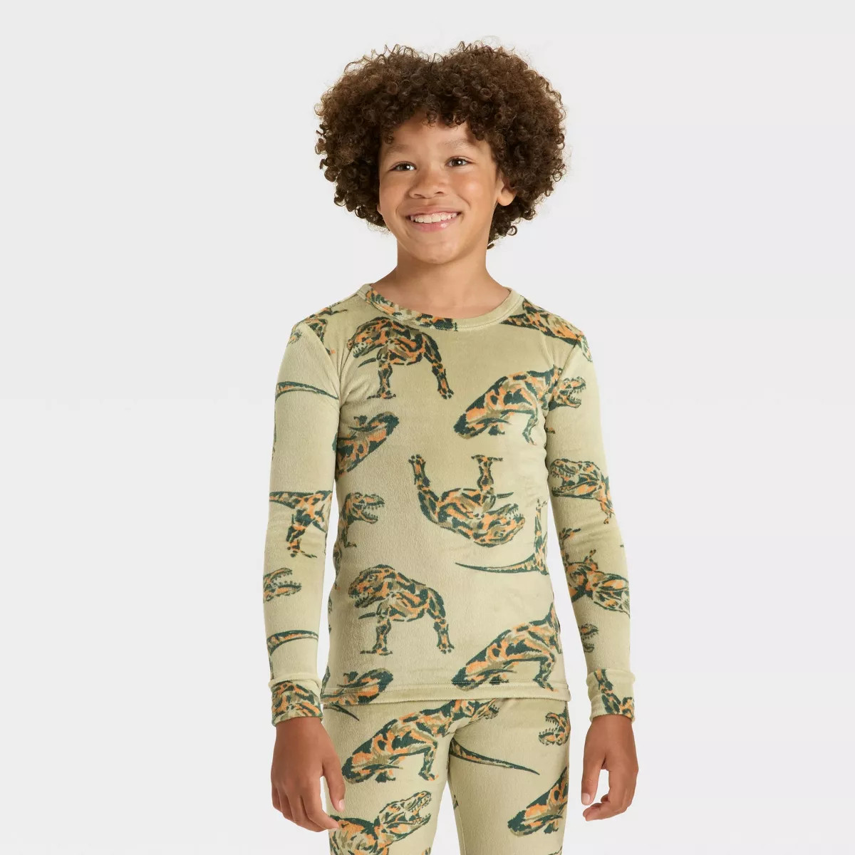 Kids' Long Sleeve Snuggly Soft Pajama Set - Cat & Jack™ Green | Target
