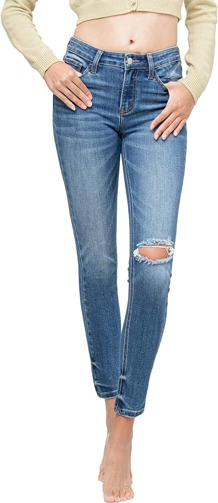 VERVET by Flying Monkey One Knee Distressed Mid-Rise Skinny Jeans | Amazon (US)
