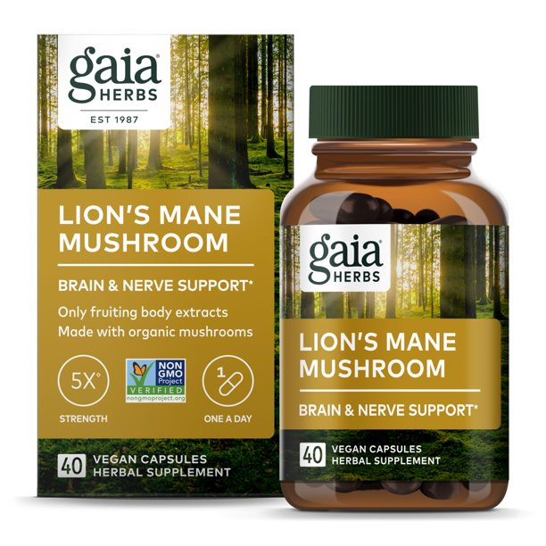 Gaia Herbs Lion's Mane Mushroom, 40-Count - Walmart.com | Walmart (US)