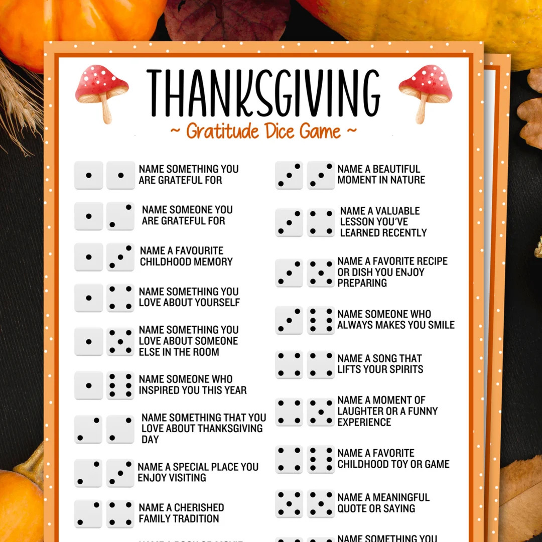 Thanksgiving Gratitude Dice Game, Printable Thanksgiving Games, Thanksgiving Activities, Thanksgi... | Etsy (US)