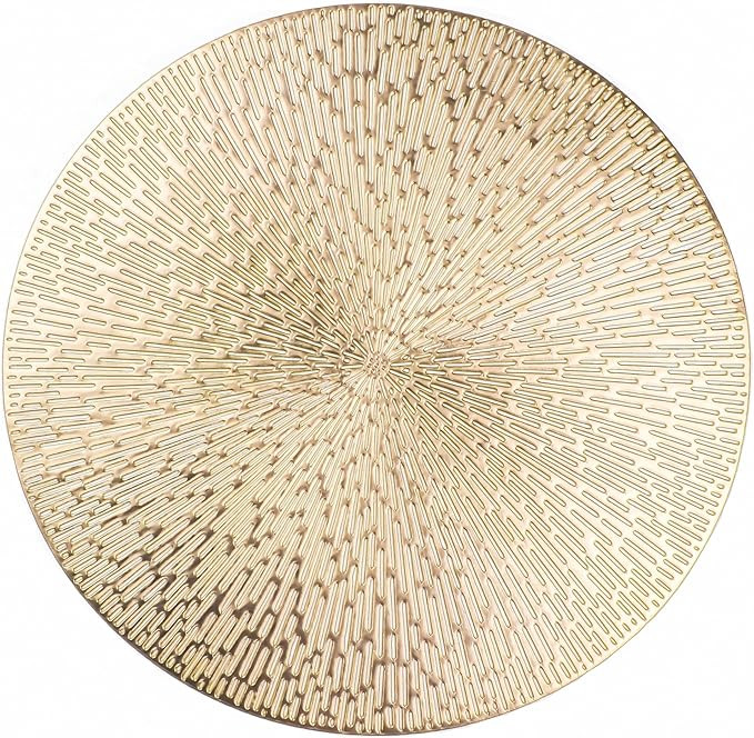 Snowkingdom Round Placemats Gold Metallic Set of 18 Vinyl Placemats 15'', Washable Easy Clean Wip... | Amazon (US)