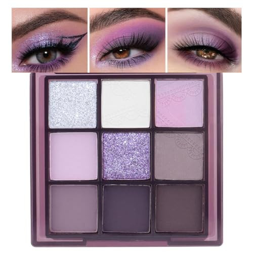 FLYEEO Purple Silver White Pink Tan Grape Matte Shimmer Eyeshadow Palette for Eye Makeup,High Pigmented Eye Shadow make up Powder Palet de sombras de ojos | Amazon (US)