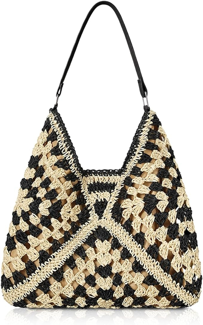 Straw Beach Bags for Women - Summer Woven Tote Bag Shoulder Handbags, Large Beach Bag for Women f... | Amazon (US)