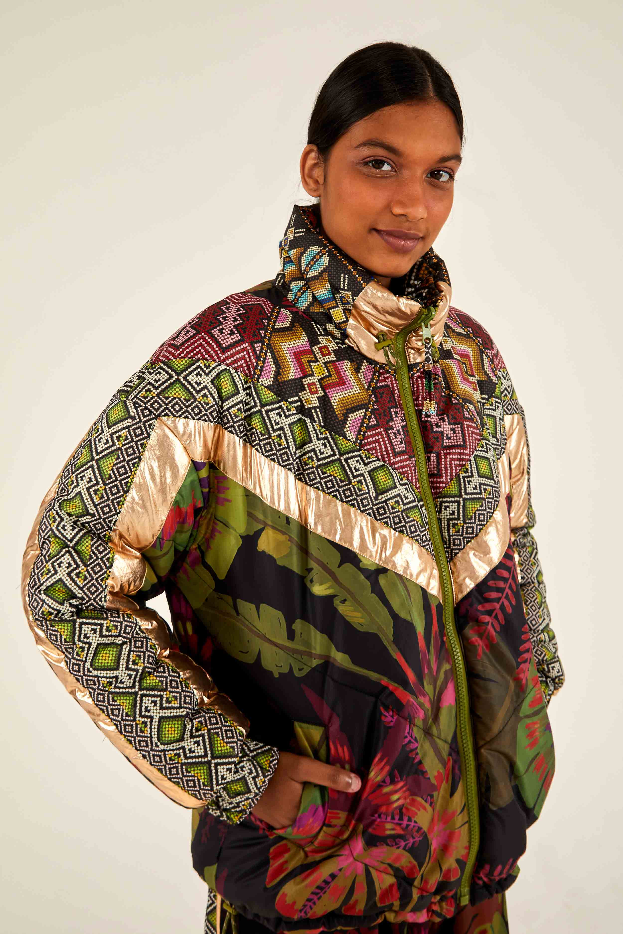 METALLIC JACKET | Puffer | Tropical Rauti Print | FarmRio (US)