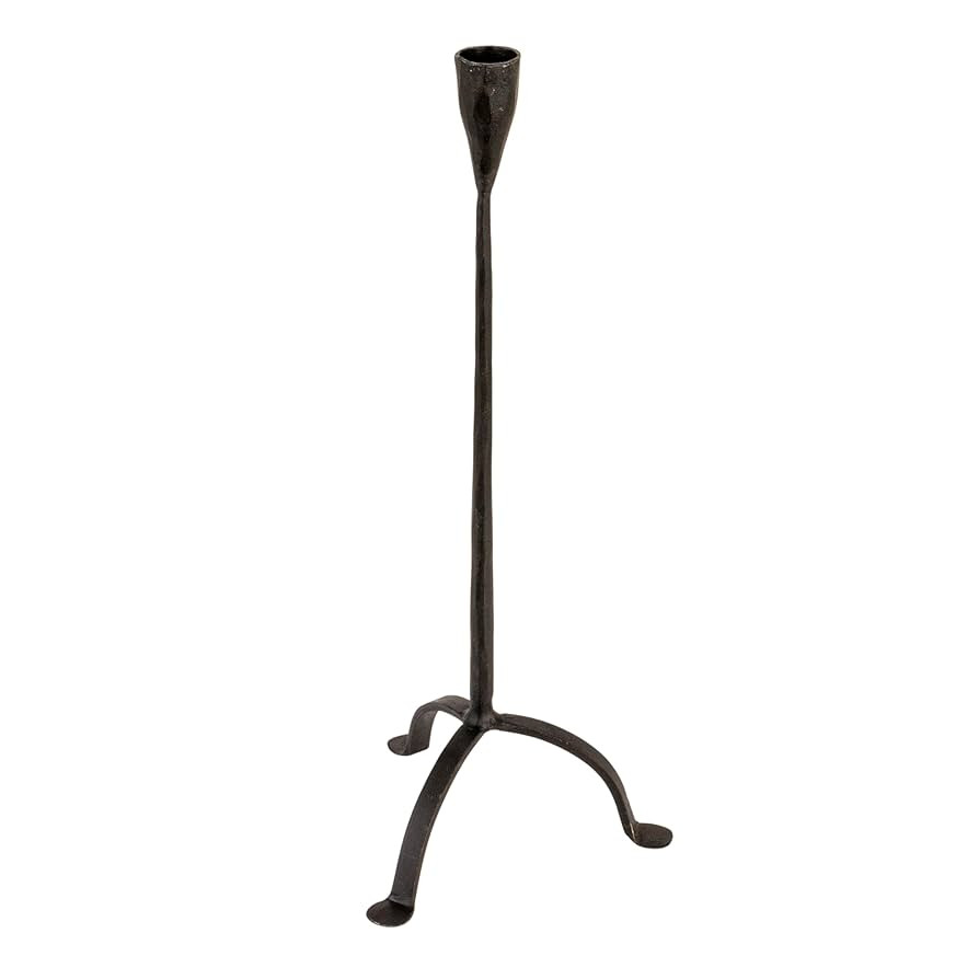 Creative Co-Op 16" H Hand-Forged Cast Metal Footed Taper Holder, Black | Amazon (US)