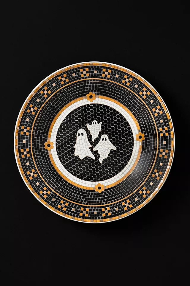 Bistro Tile Stoneware 24k Gold Accent Halloween Dessert Plate | Anthropologie (US)