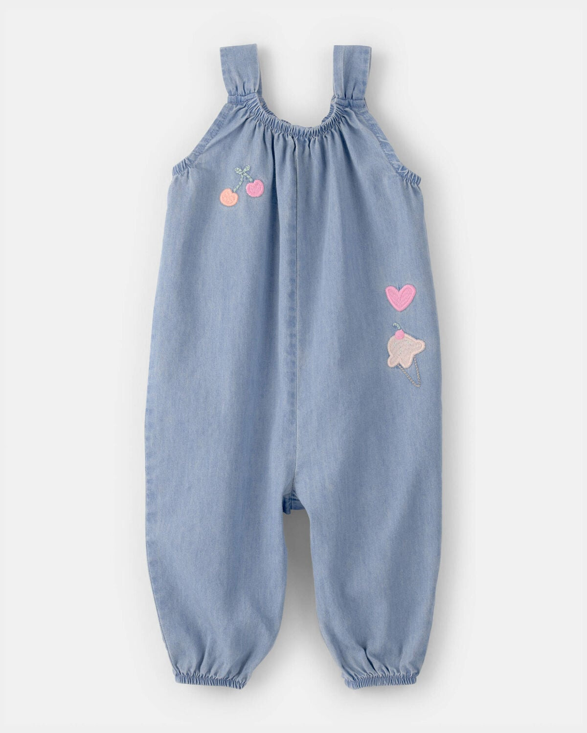 Baby Girl Embroidered Chambray Sleeveless Jumpsuit - Blue | Carter's Inc