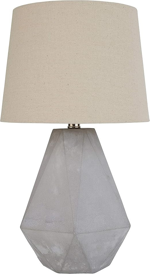 Amazon Brand - Rivet Mid Century Modern Diamond Cut Concrete Bedside Table Desk Lamp With Light B... | Amazon (US)