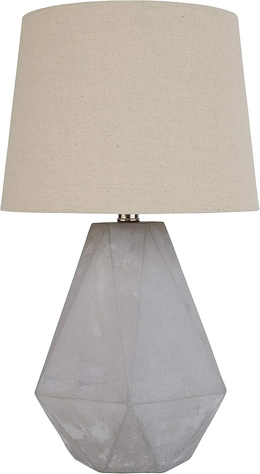 Amazon Brand - Rivet Mid Century Modern Diamond Cut Concrete Bedside Table Desk Lamp With Light B... | Amazon (US)