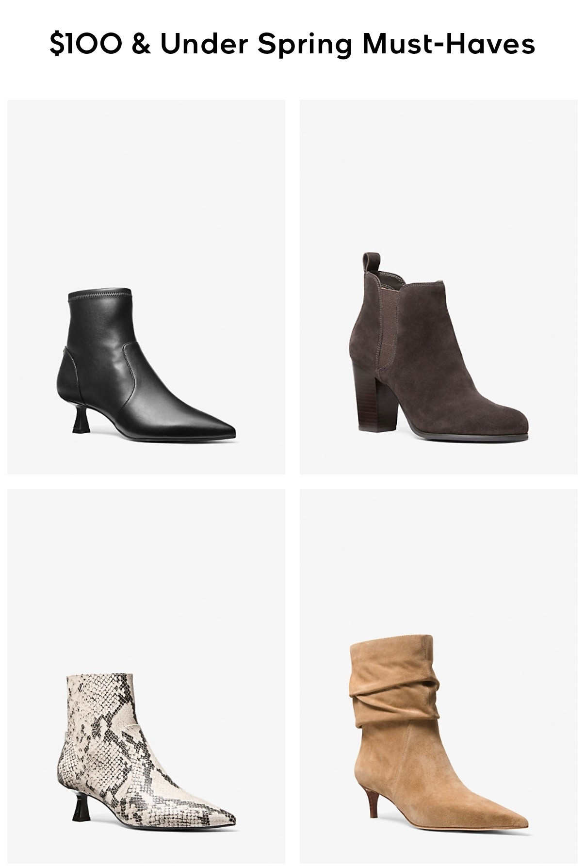 Michael Kors boots under $100 🤍
Timeless silhouettes with a polished finish — sleek leather, rich suede, and subtle statement textures. These are the kind of ankle boots that elevate even the simplest outfit.

#LTKootd #LTKSaleAlert #LTKselfcare