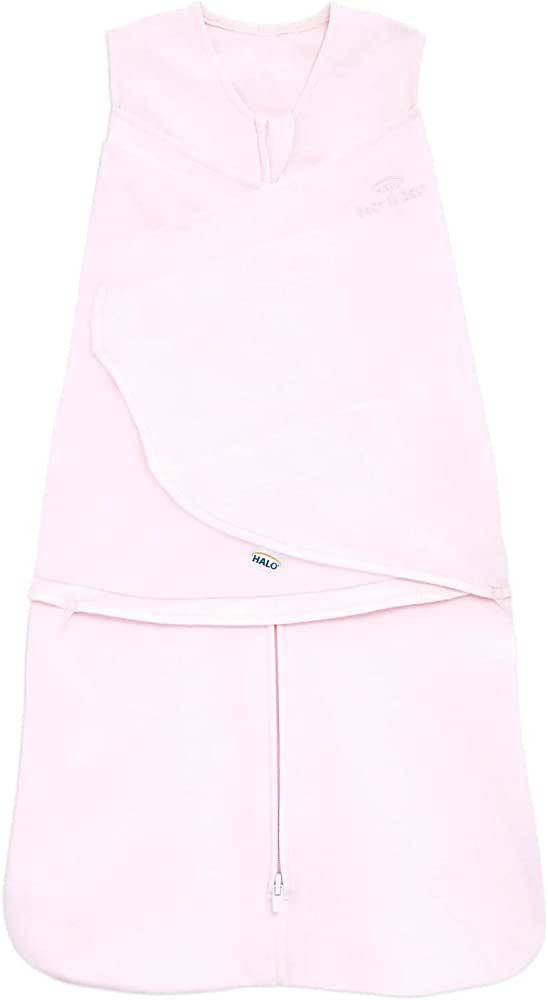 HALO 100% Cotton Sleepsack Swaddle, 3-Way Adjustable Wearable Blanket, TOG 1.5, Soft Pink, Newborn,  | Amazon (US)