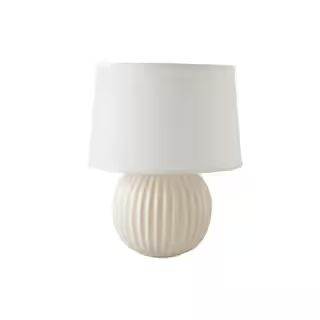 Fluted Round 21 in. Gloss White Indoor Table Lamp 347-01 - The Home Depot | The Home Depot