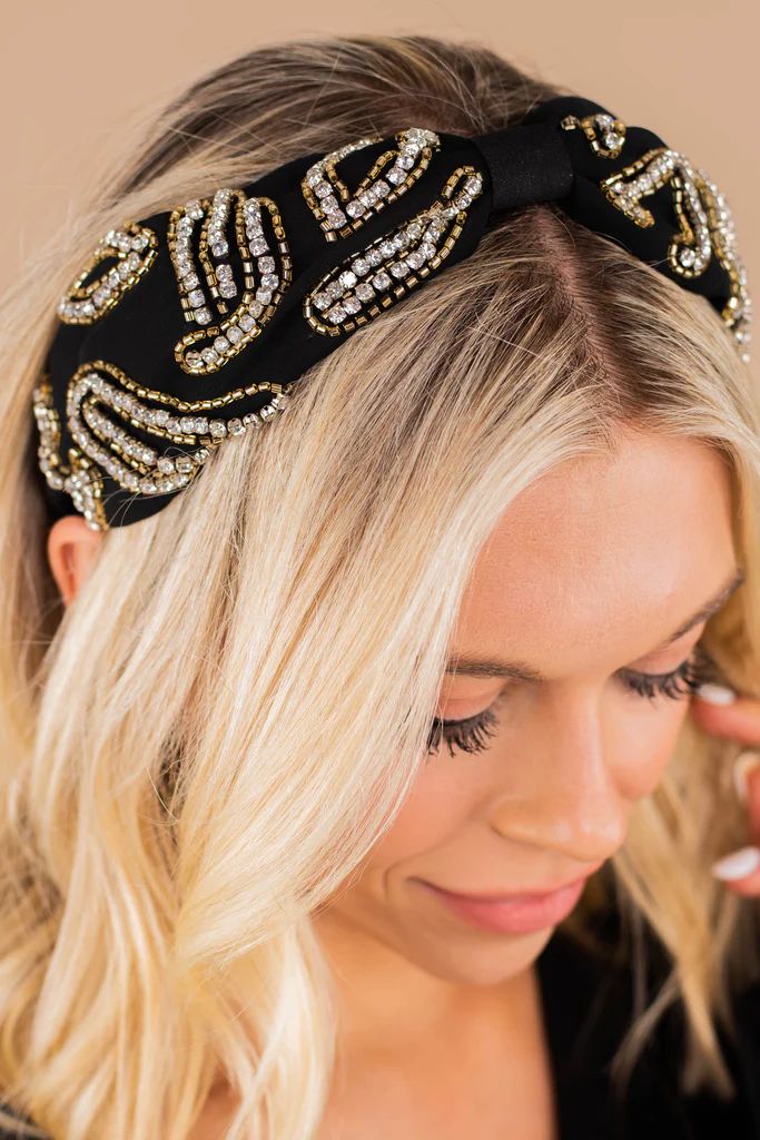 Treasure Jewels: Crystal Sophie Black Beaded Headband | The Mint Julep Boutique