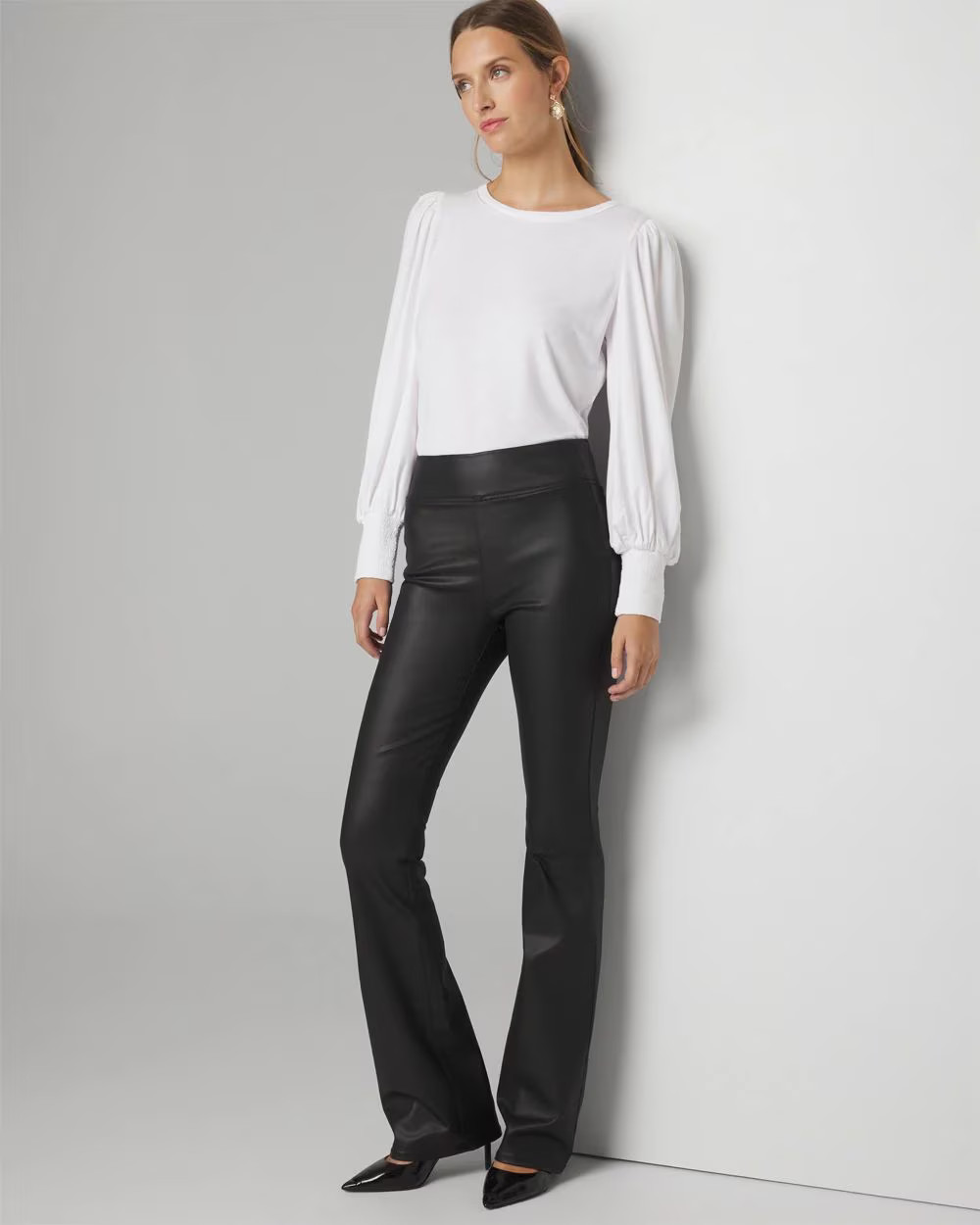 Extra High-Rise Coated Pull-On Flare Jeans | White House Black Market