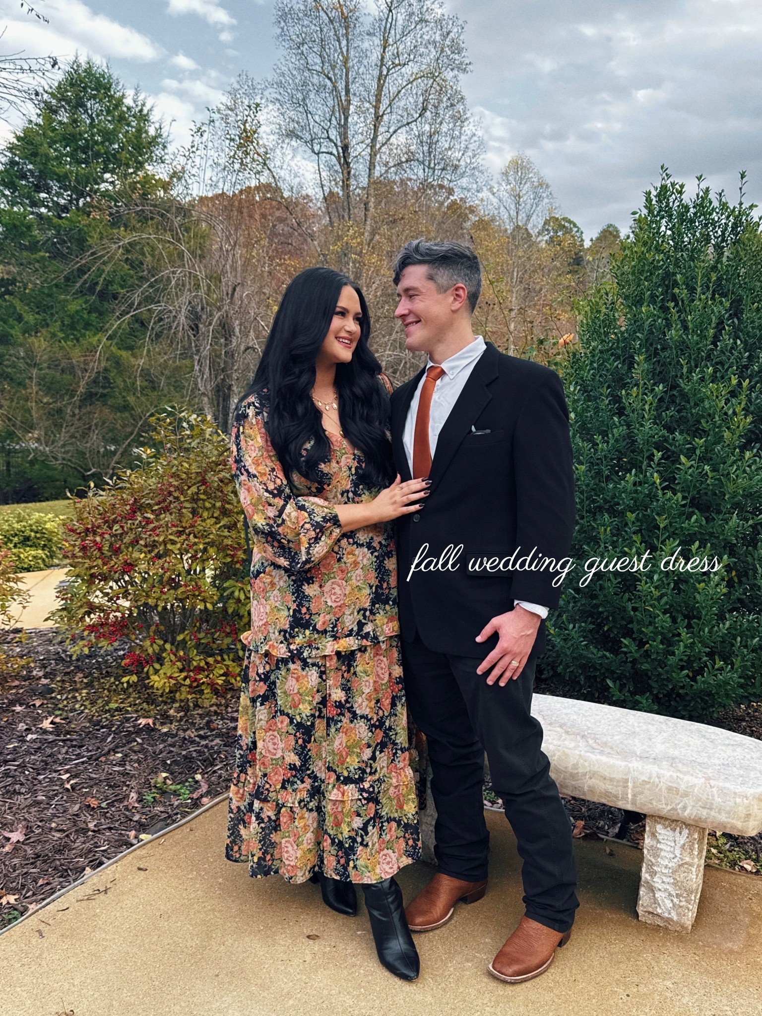 the colors of this dress looked perfect against the  colors of all the fall trees 🍂🍁

#LTKHoliday #LTKWedding #LTKMidsize