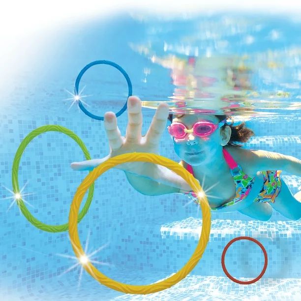 Play Day Swim Training Toys Colorful Sparkle Dive Ring Set, 6-Piece | Walmart (US)