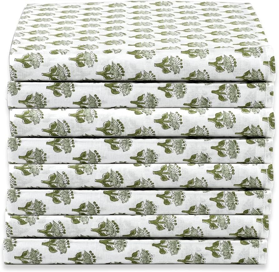 Cotton Print Club Emerald Green 100% Cotton Fabric, Set of 6 Cloth Dinner Napkins, 18 X 18 Inches... | Amazon (US)