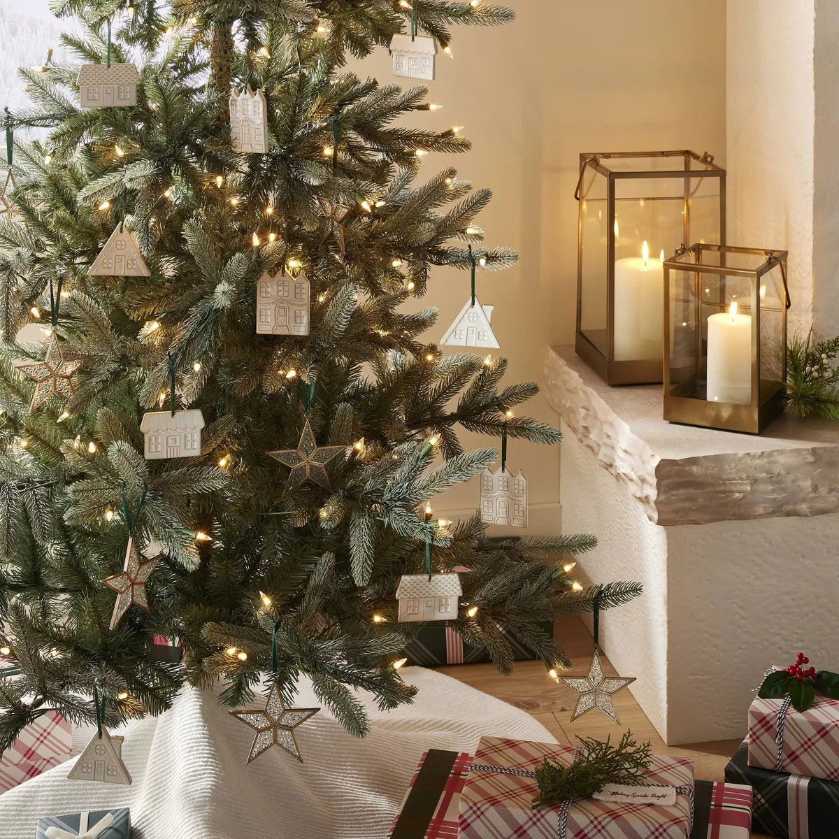 Village House Ceramic Christmas Tree Ornaments (Set of 4) - Hearth & Hand™ with Magnolia | Target