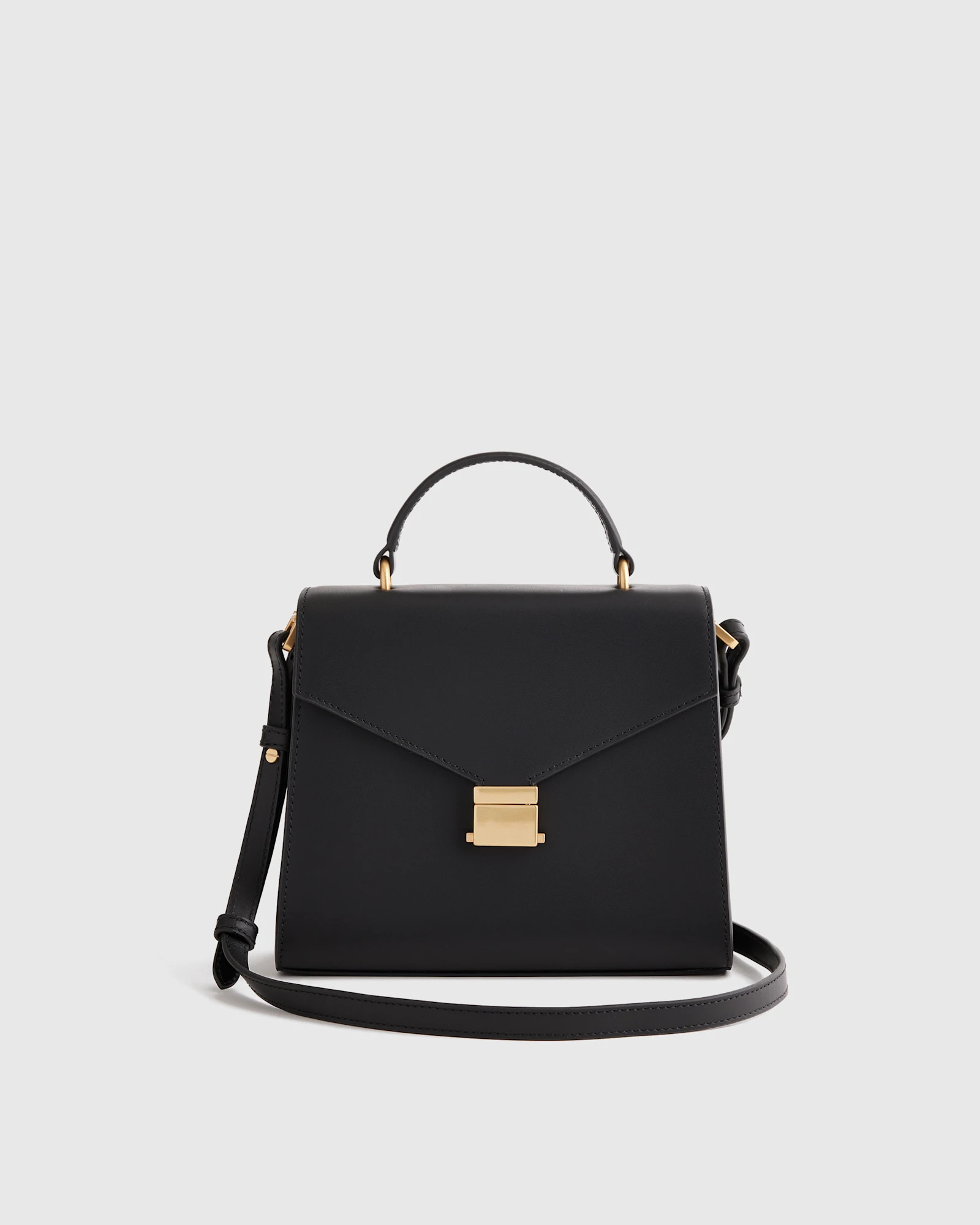Italian Leather Top Handle Crossbody in Black | Quince