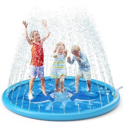 MOVSSOU Splash Pad 67" Sprinkler Play Mat Kid Dog Pad Sprinkler Pool Backyard Water Mat Blue | Target