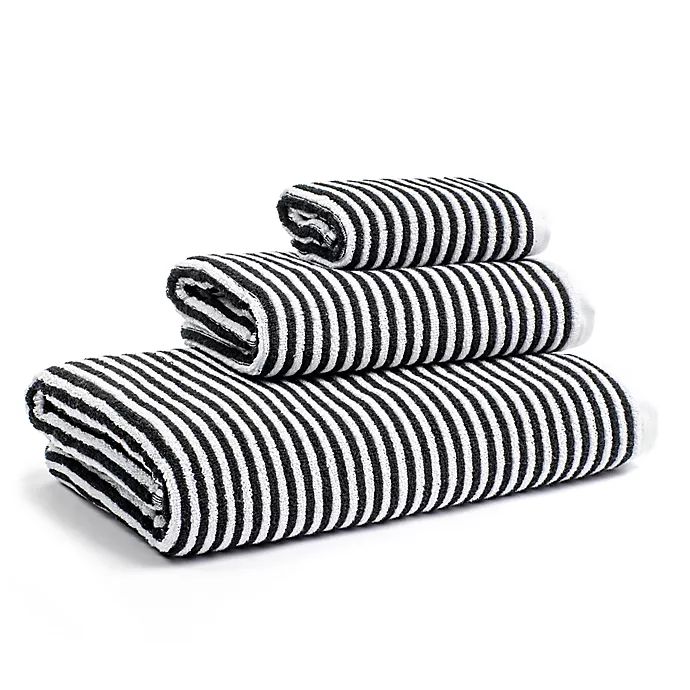 Calvin Klein Donald Hand Towel in White/Black | Bed Bath & Beyond