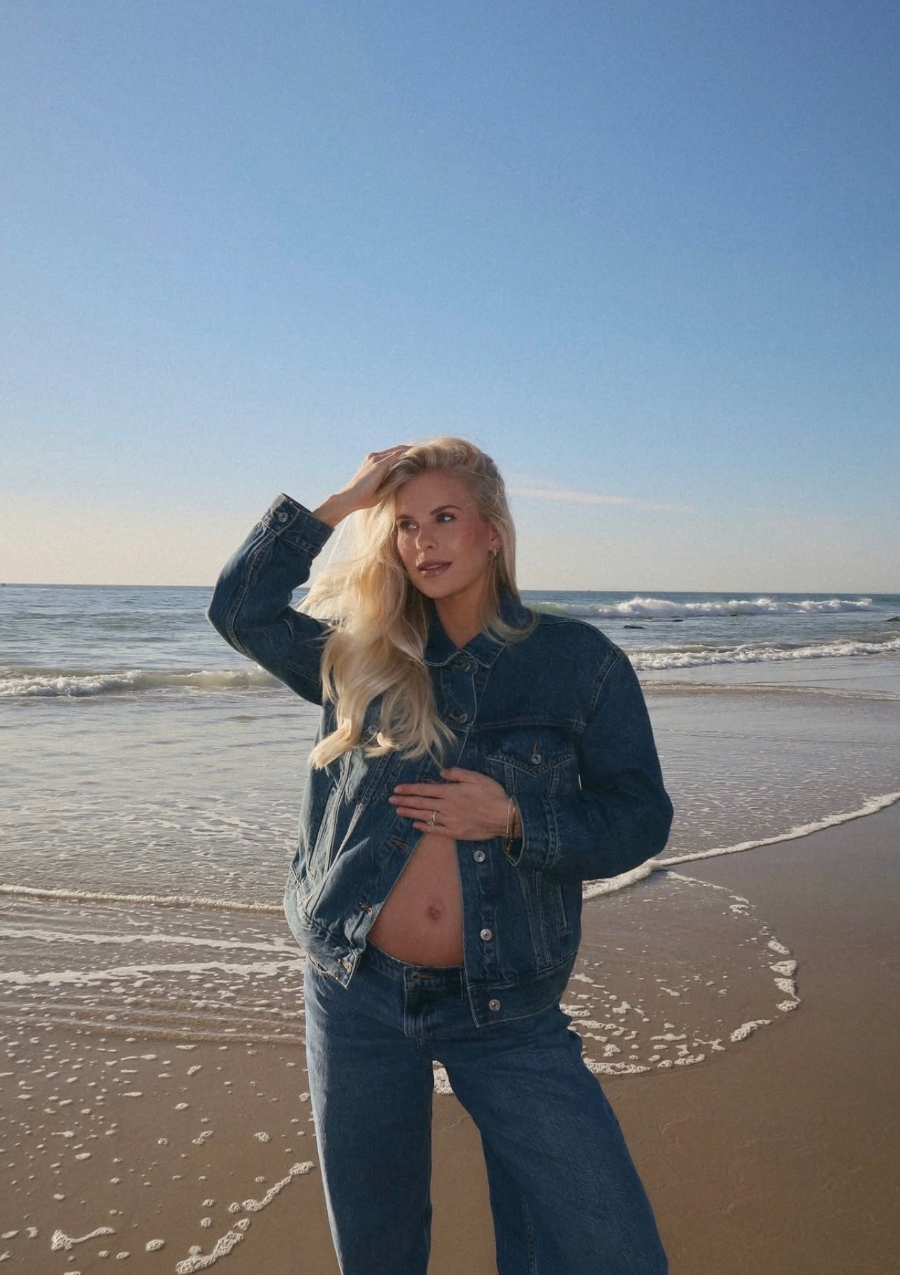 Wearing a med jacket (medium wash), 29 reg in jeans- color medium wash (sized up for pregnancy, normal size is 26 or 27), shoes are tts! #kathleenpost

Bump friendly, maternity outfit, casual chic, comfy but cute look, errands outfit, denim on denim

#LTKSaleAlert #LTKBump #LTKmomlife #LTKootd