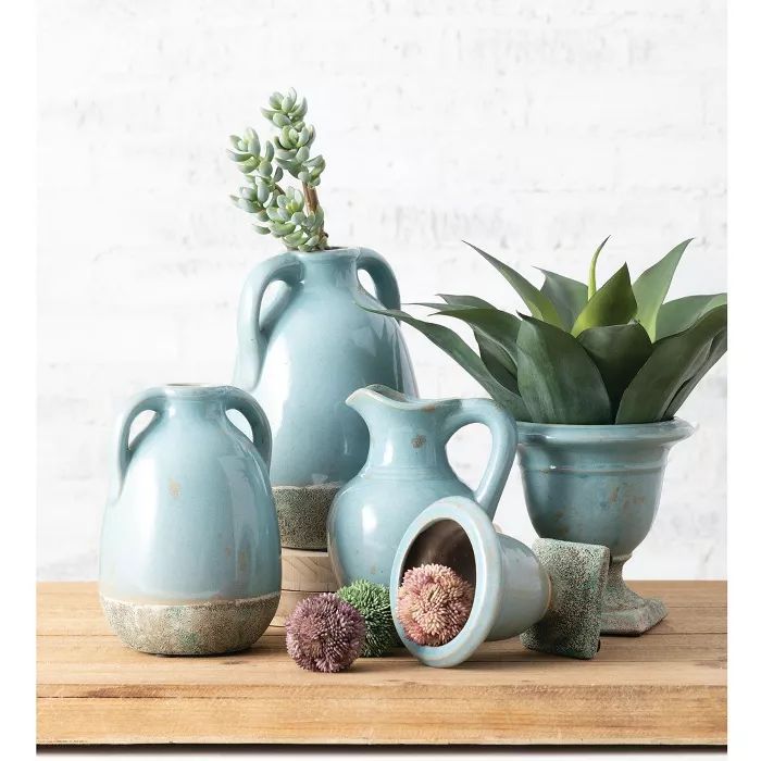 Sullivans Set of 2 Ceramic Urn Vases 6.25"H & 5"H Blue | Target