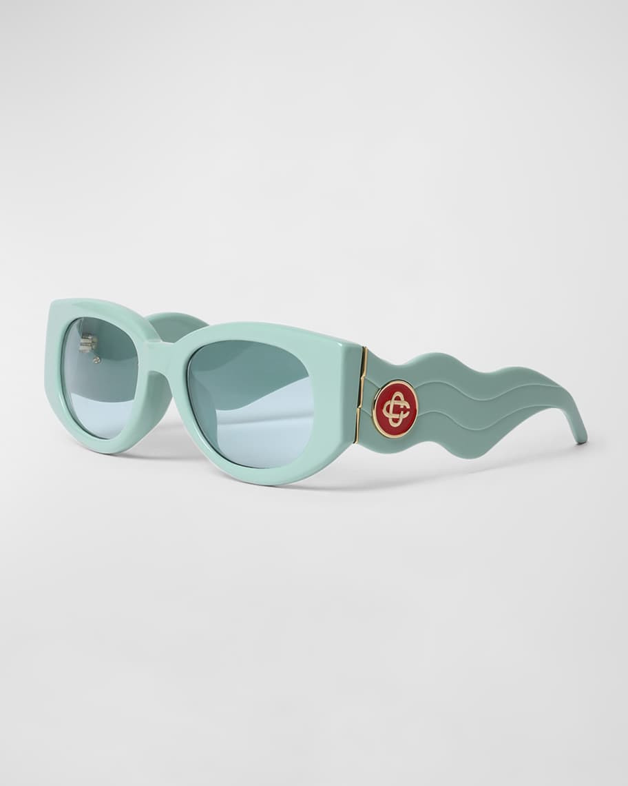 CASABLANCA Wavy Mixed-Media Cat-Eye Sunglasses | Neiman Marcus