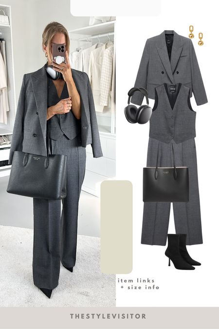 Full grey suit, you can exchange the grey waistcoat for a black one to get more depth in the outfit, choice is yours. Linked both! Read the size guide/size reviews to pick the right size.

Leave a 🖤 to favorite this post and come back later to shop

Fall, fall outfit, workwear, work outfit, work look, workwear, office outfit, fall style, tote bag, handbag, black bag 

#LTKSeasonal #LTKstyletip #LTKworkwear